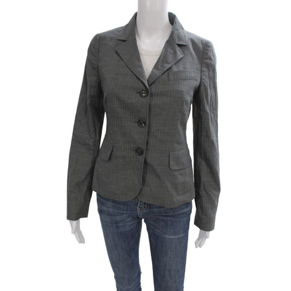 Moschino Cheap & Chic Womens Gray Striped Basic Jacket Long Sleeve Size 8